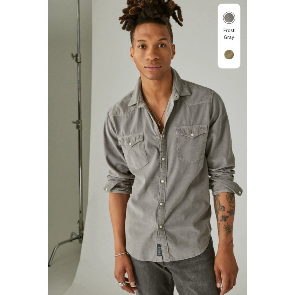 Lucky Brand Frost Gray Men's Shirt